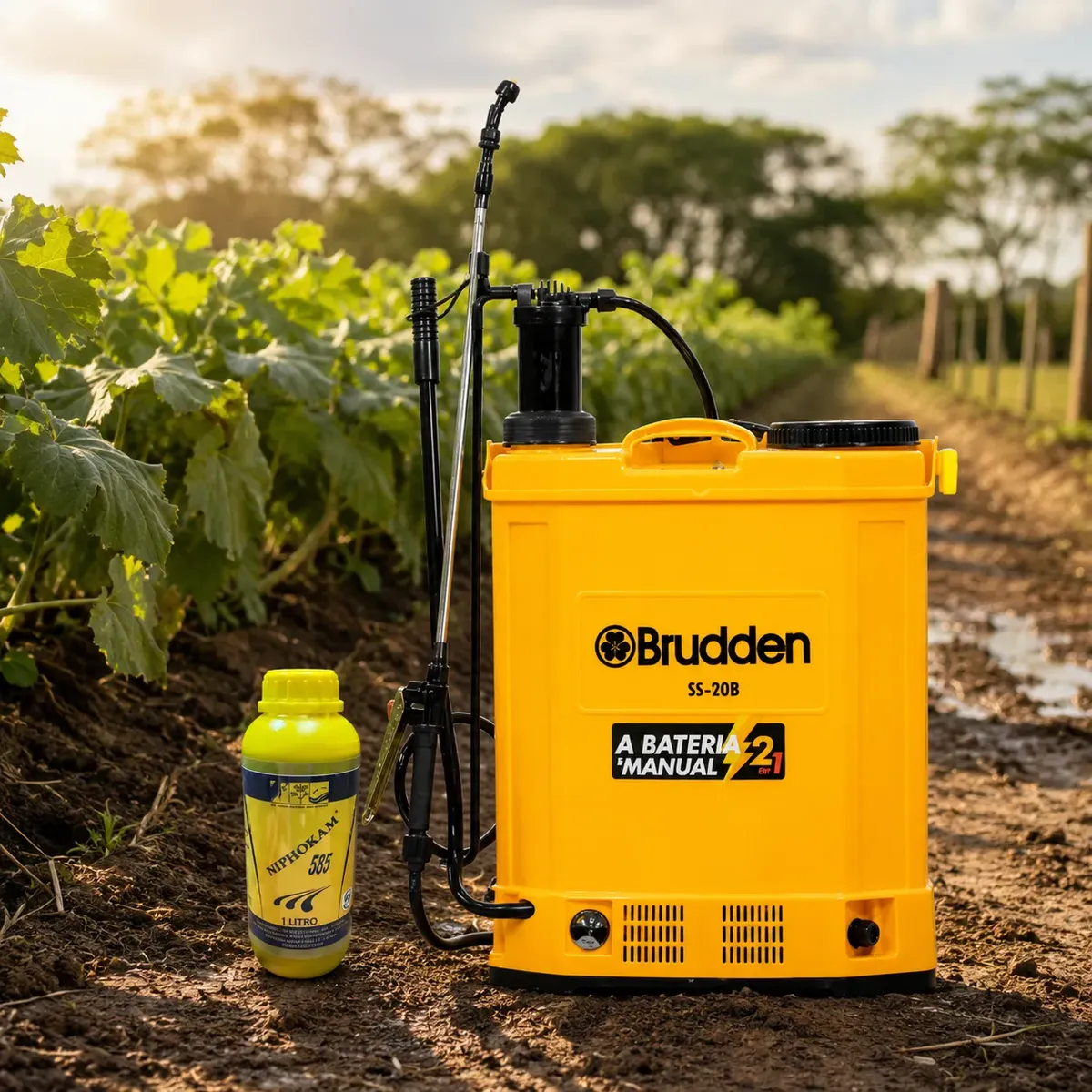 Pulverizador costal a bateria para uso agrícola